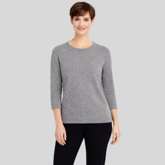Talbots Sweaters - Talbots Pure Cashmere 3/4 Sleeve Gray Sweater Size S NWT
